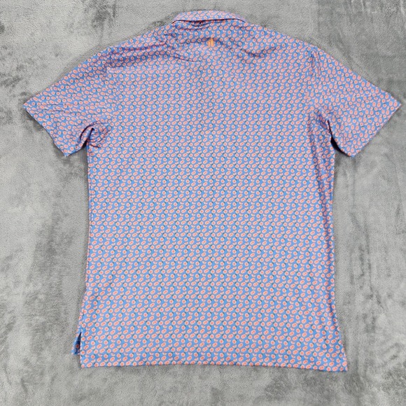 Johnnie-O Performance Polo Shirt Mens Medium Jayme Citrus Print Golf UPF 50 - Picture 3 of 14